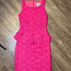 Pink Lace Peplum Dress